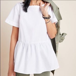 Anthropology Maeve White Swing Blouse